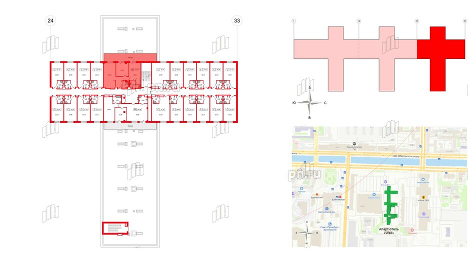 Апартаменты в ЖК Апарт-отель Well , 2 комнатные, 76.64 м², 10 этаж